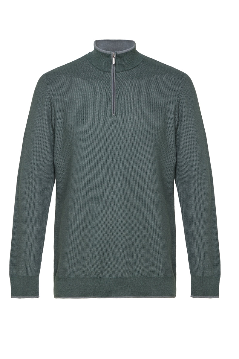 Wholesale,American Heritage, American Heritage Melange Green Two-Tone Waffle Mockneck Qtr Zip, Green, Small-42-TagSMedium-44-TagMLarge-46-TagL