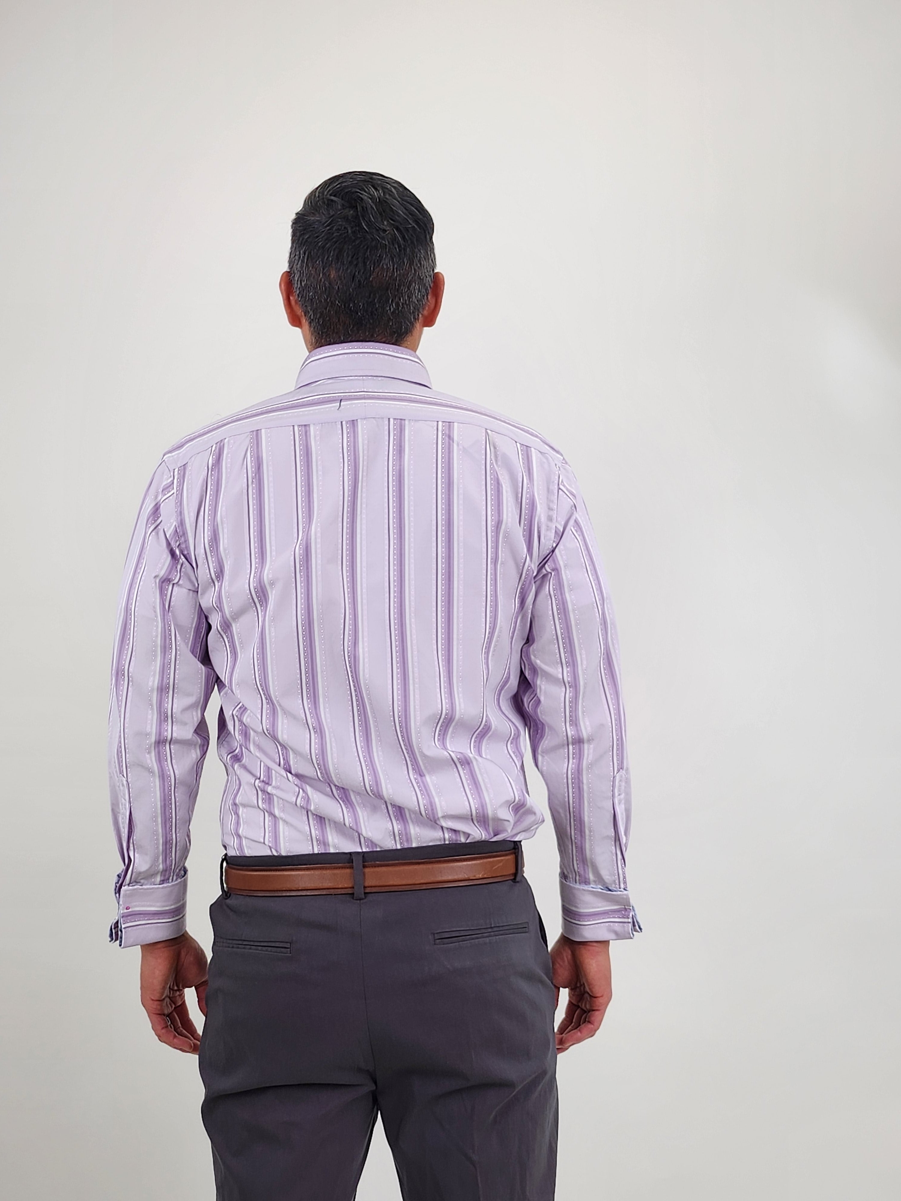 The RealReal,Ted Baker, Ted Baker Purple Jacquard Striped Button Up Shirt With French Cuff, Purple, Large-45-TagL