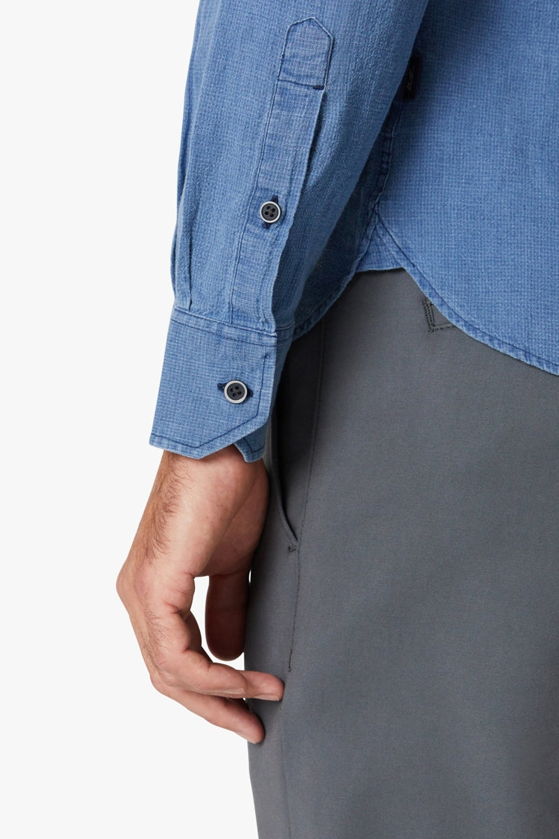 Wholesale,34 Heritage, 34 Heritage Indigo Mini Check Waffle Textured Shirt, Blue, Medium-44-TagM