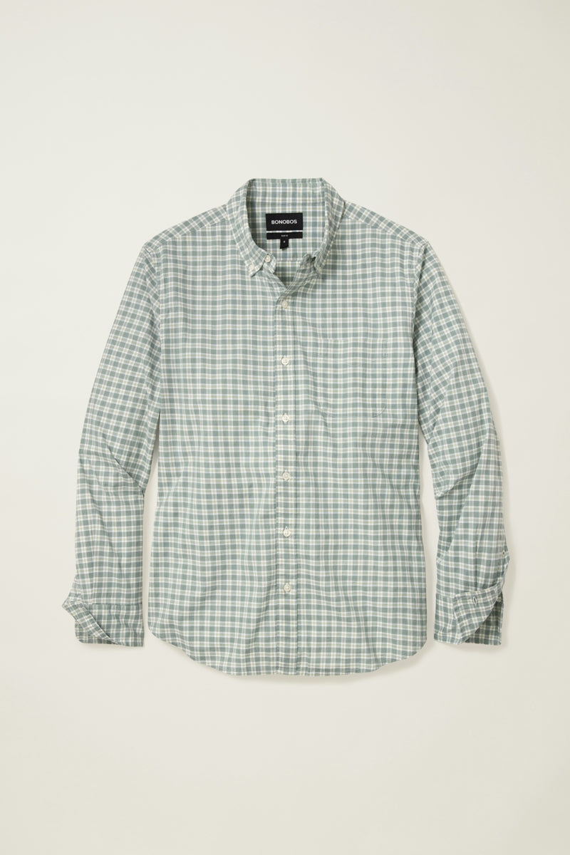 Wholesale,Bonobos, Bonobos Heather Green Plaid Slim Fit Shirt, Green, Large-45-TagL