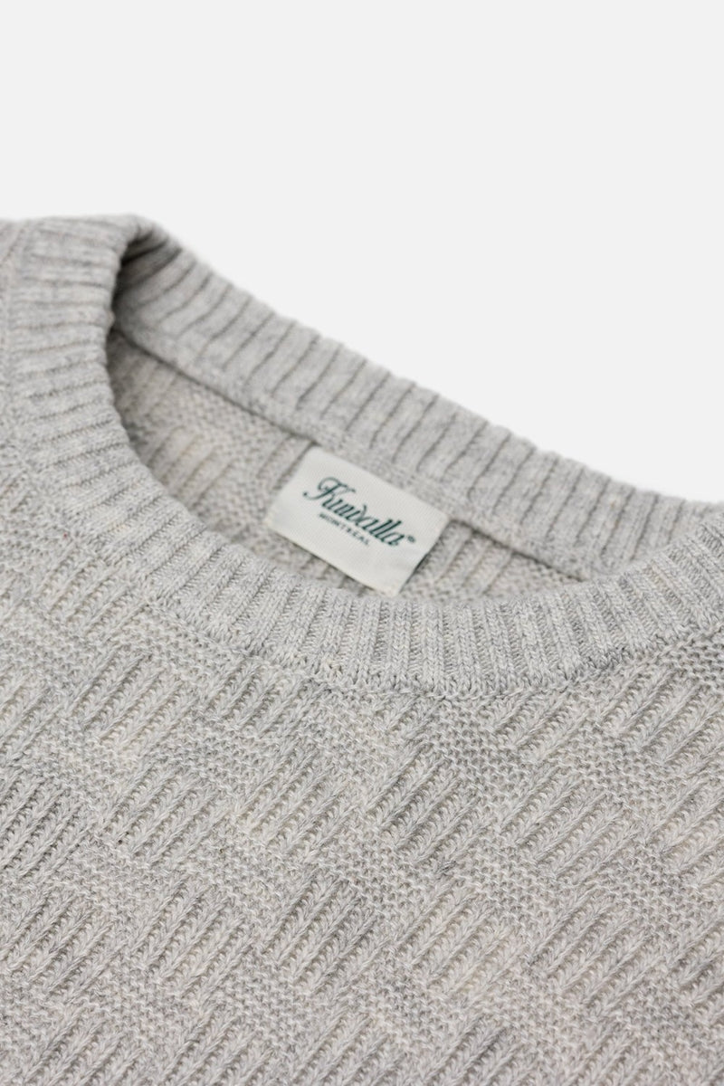 Wholesale,Kuwalla, Kuwalla Light Grey Basketweave Crewneck Sweater, Grey, Small-42-TagSMedium-44-TagMLarge-46-TagLExtra Extra Large-50-TagXXL