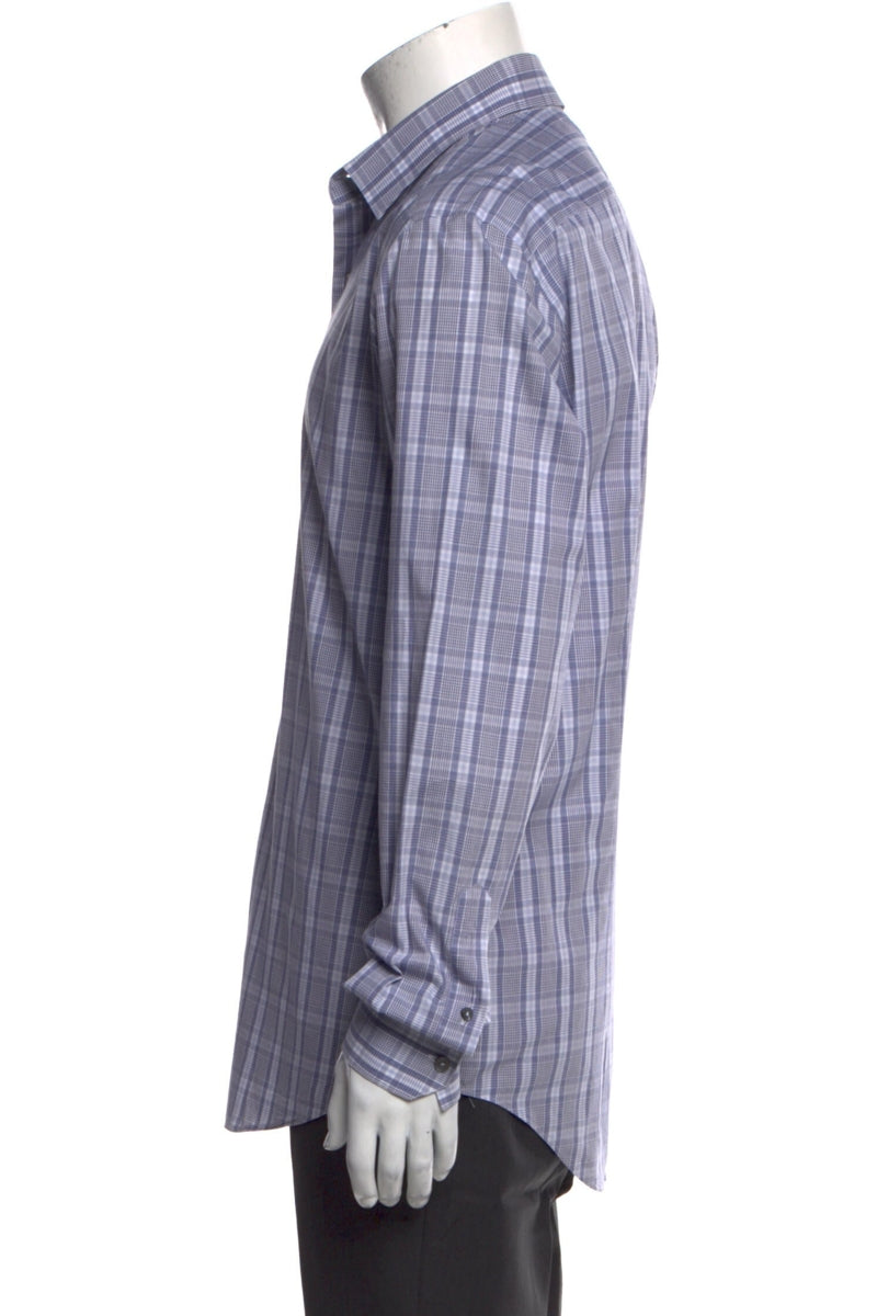 RealReal,Lanvin, Lanvin Purple Plaid Print Long Sleeve Dress Shirt, Purple, Large-45-TagL