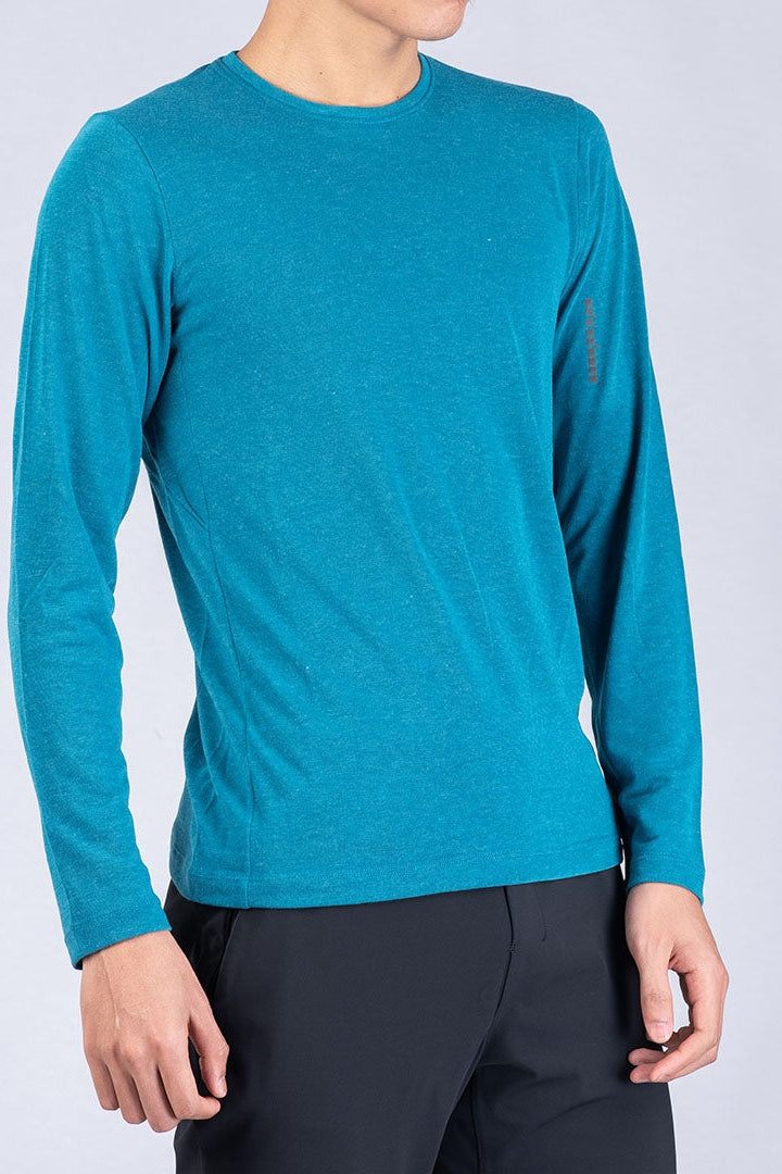 Direct From Brand,2124Fit, 2124Fit Teal Blue Wool Blend Long Sleeve Tee, Blue, Large-42-TagL