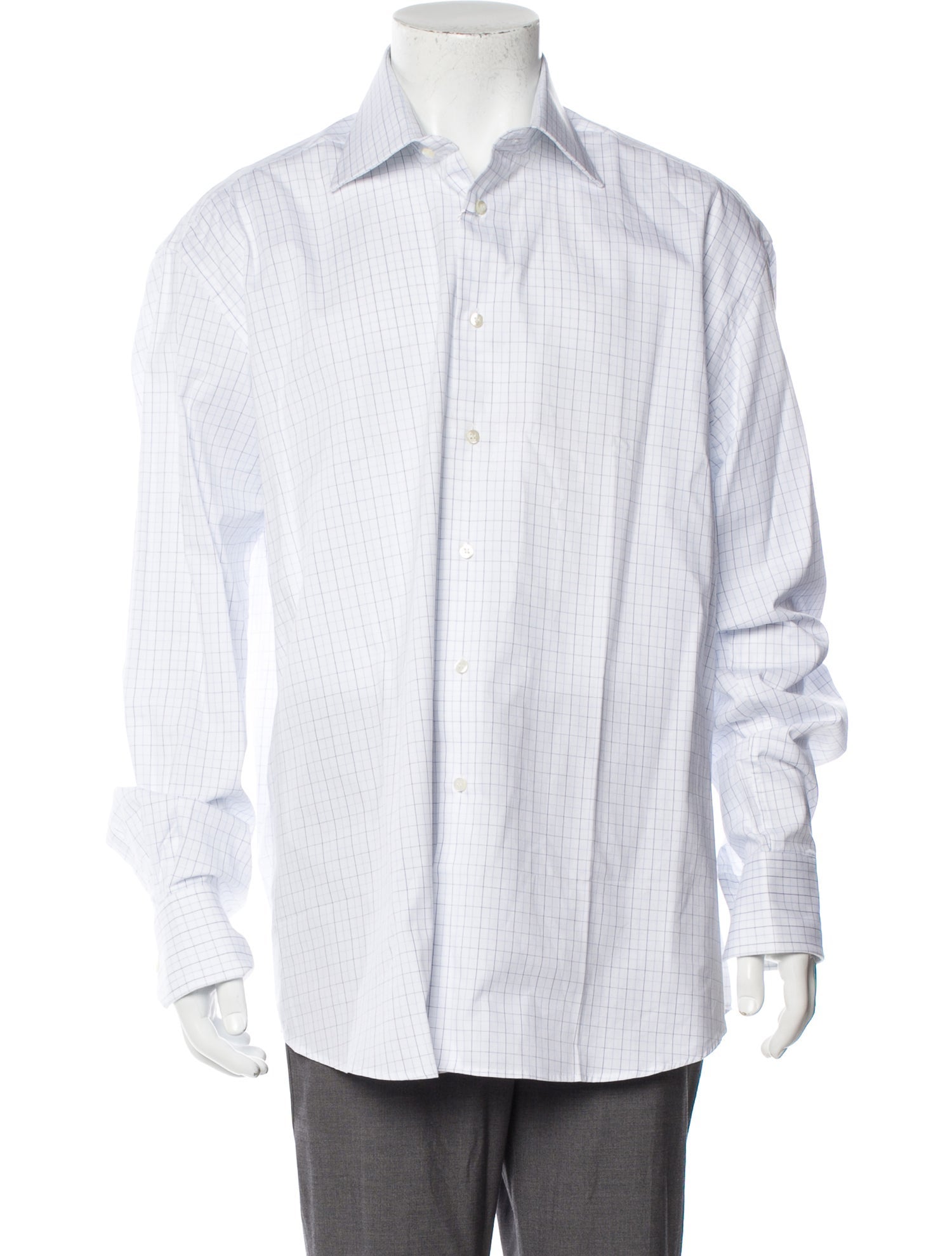 RealReal,Missoni, Missoni White Stripped Long Sleeve Dress Shirt with Two-Button Mitered Cuffs, White, Extra Extra Large-54-TagXXL