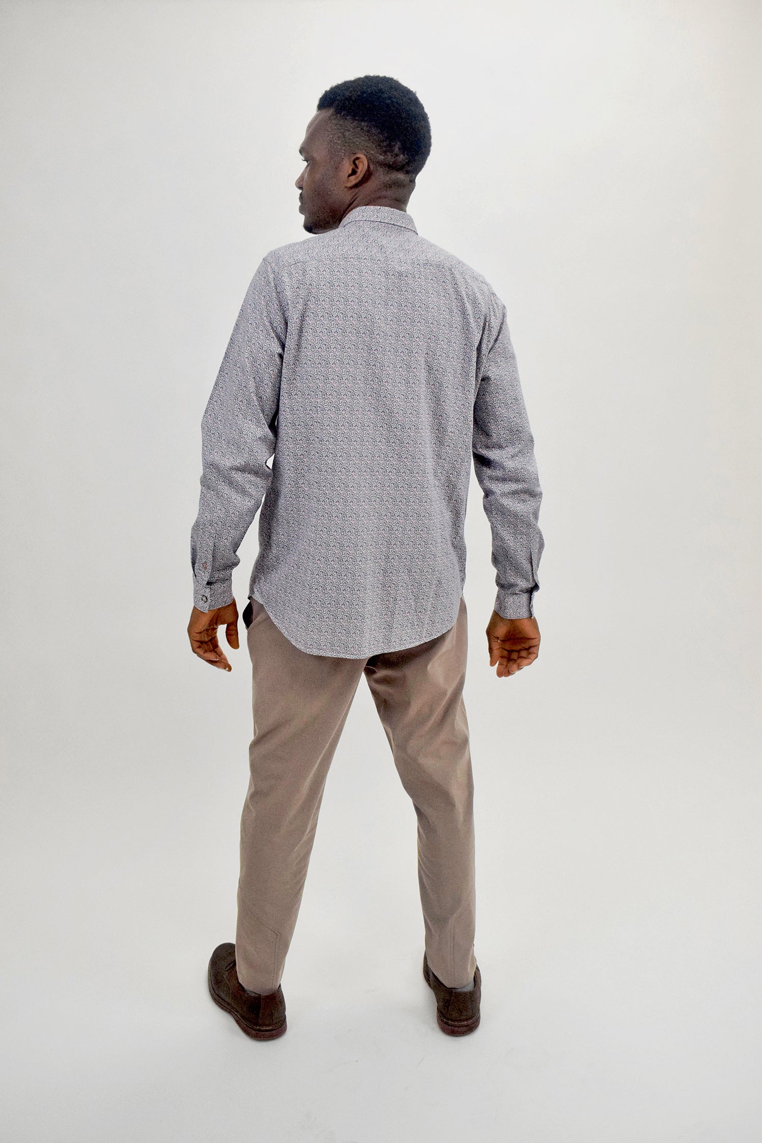 The RealReal,Ted Baker, Ted Baker Grey & Pink Mini Abstract Fan Print Button Up Shirt, Grey, Medium-42-TagM