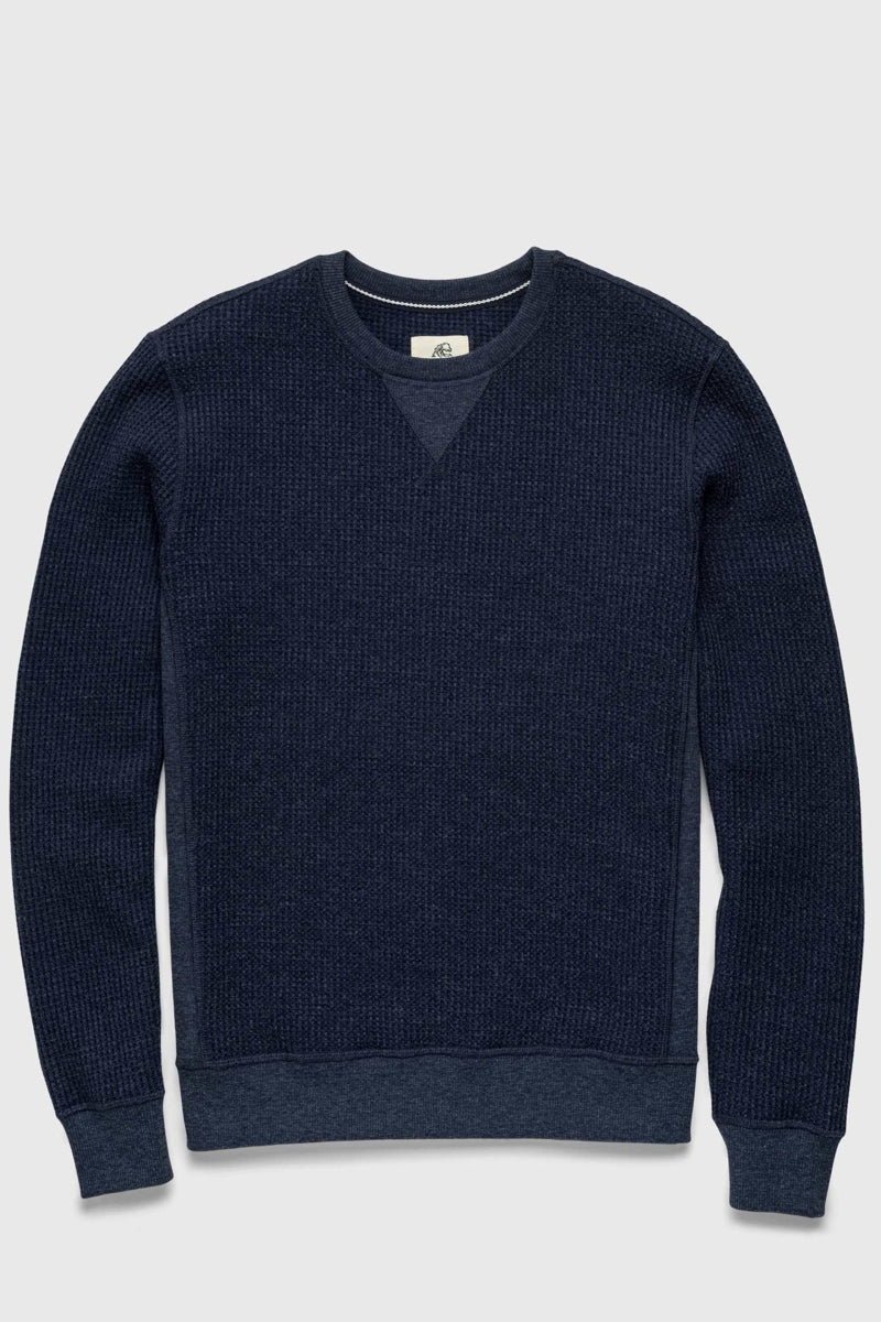 Wholesale,Surfside Supply, Surfside Supply Navy Heather Thermal Waffle Weave Crewneck, Blue, Large-49-TagL