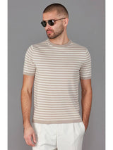 Paul James Tan Knit Cotton Breton Stripe T-Shirt