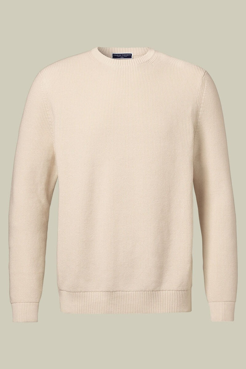 Wholesale,Charles Tyrwhitt, Charles Tyrwhitt Cream Rib Knit Textured Sweater, Cream, Small-39-TagS