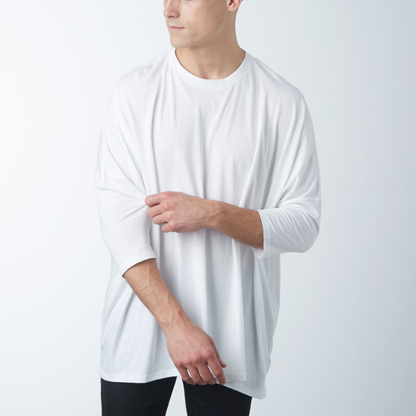 Reese De Luca White Drop Shoulder Elbow Length Sleeve Jersey T-Shirt