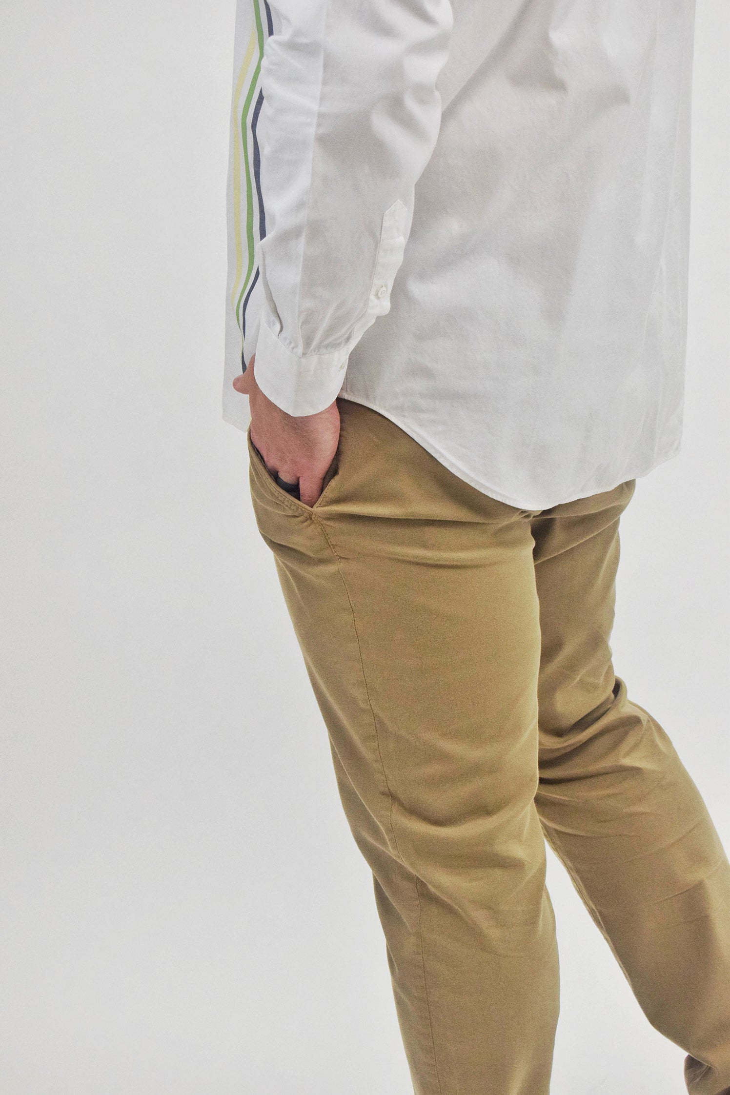 The RealReal,Burberry, Burberry White With Green Grey & Yellow Multi Colored Frontal Striped Button Up Shirt, White, Extra Extra Large-53-TagL