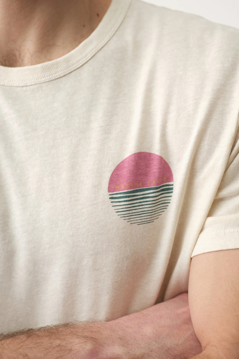 Wholesale,Marine Layer, Marine Layer Cream Hemp Cotton Graphic Tee, White, Small-41-TagSMedium-44-TagMLarge-48-TagLExtra Extra Large-52-TagXXL