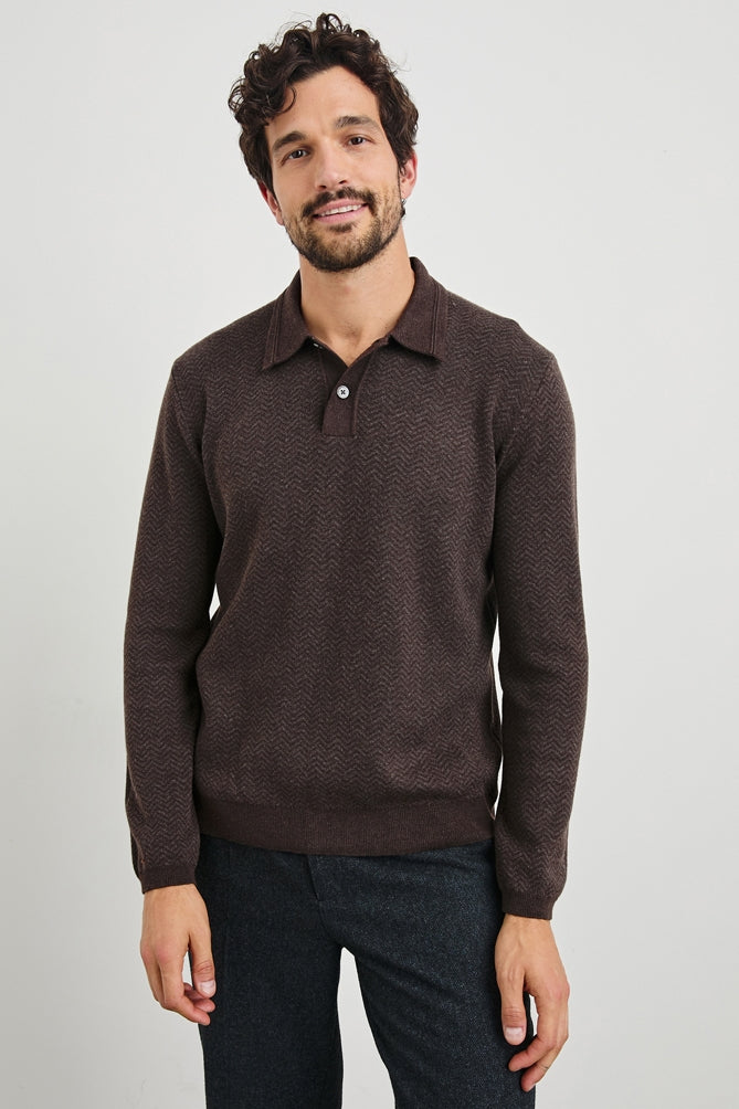 Wholesale,Rails, Rails Brown Herringbone Wool Jacquard Sweater Polo, Brown, Small-40-TagSMedium-42-TagMLarge-45-TagLExtra Large-48-TagXLExtra Extra Large-52-TagXXL