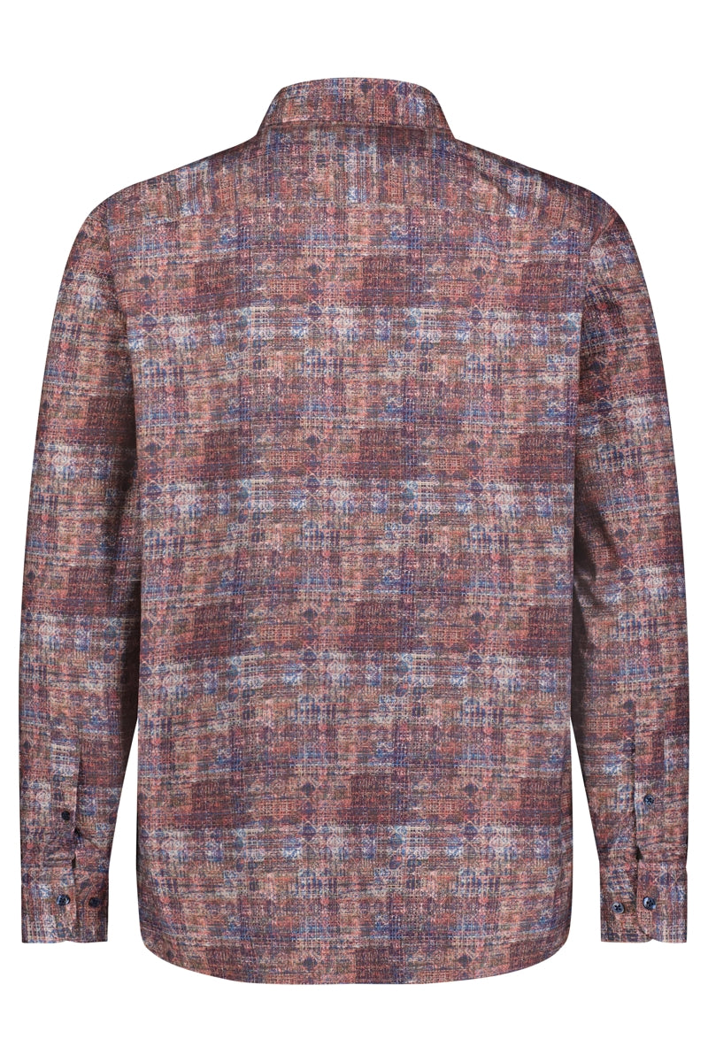 Wholesale,Luca Valentini, Luchiano Visconti Multicolor with Abstract Digital Design Long Sleeve Button Up, Brown, Extra Large-52-TagXL