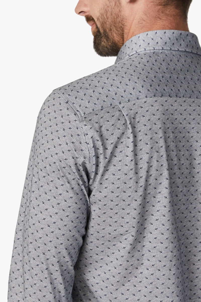 Wholesale,34 Heritage, 34 Heritage Grey Melange Leaf Print Knit Shirt, Grey, Small-42-TagSMedium-44-TagMLarge-47-TagLExtra Large-50-TagXLExtra Extra Large-54-TagXXL