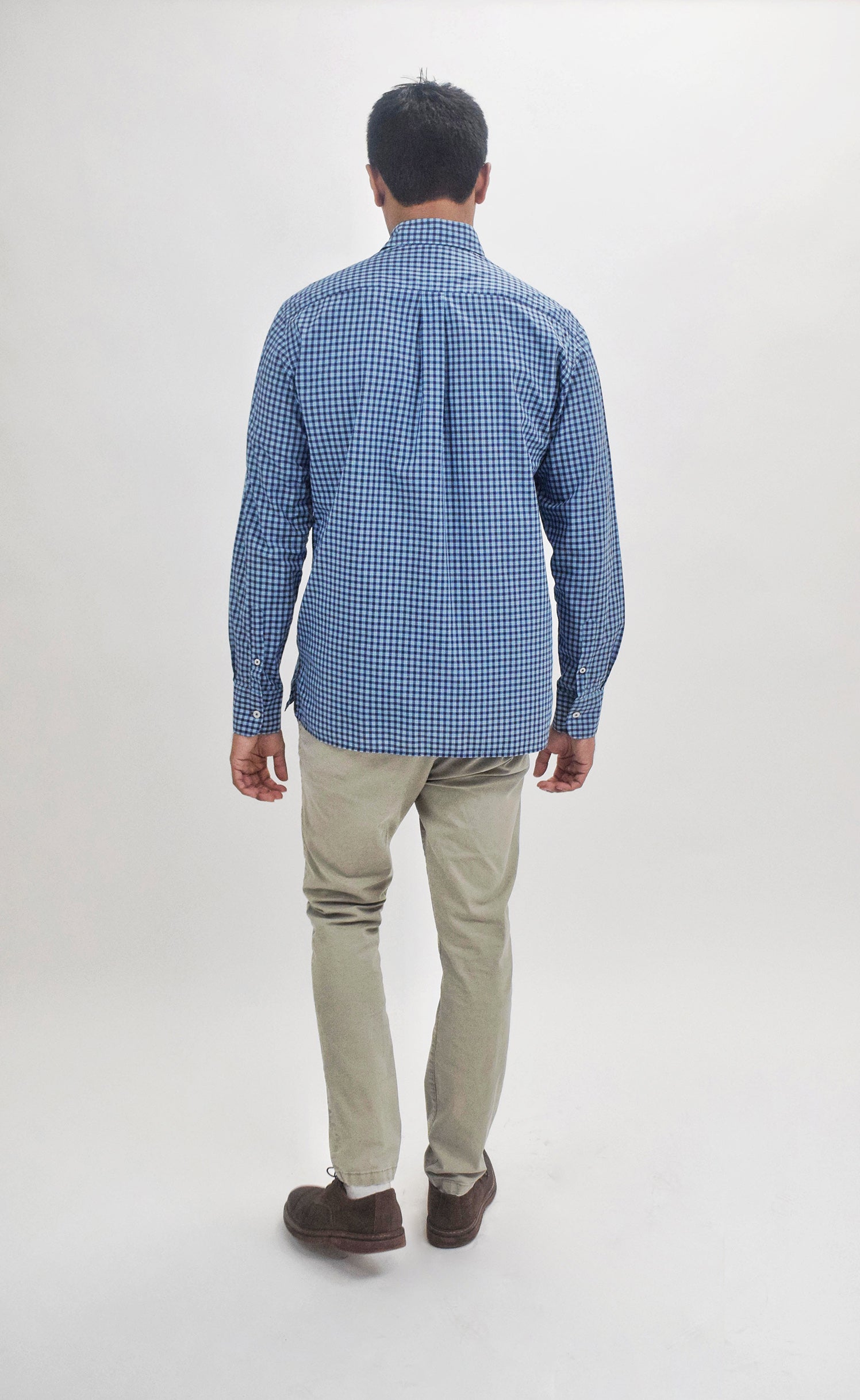 The RealReal,Canali, Canali Blue Small Plaid Print Long Sleeve Button Up Shirt, Blue, Medium-43-TagM