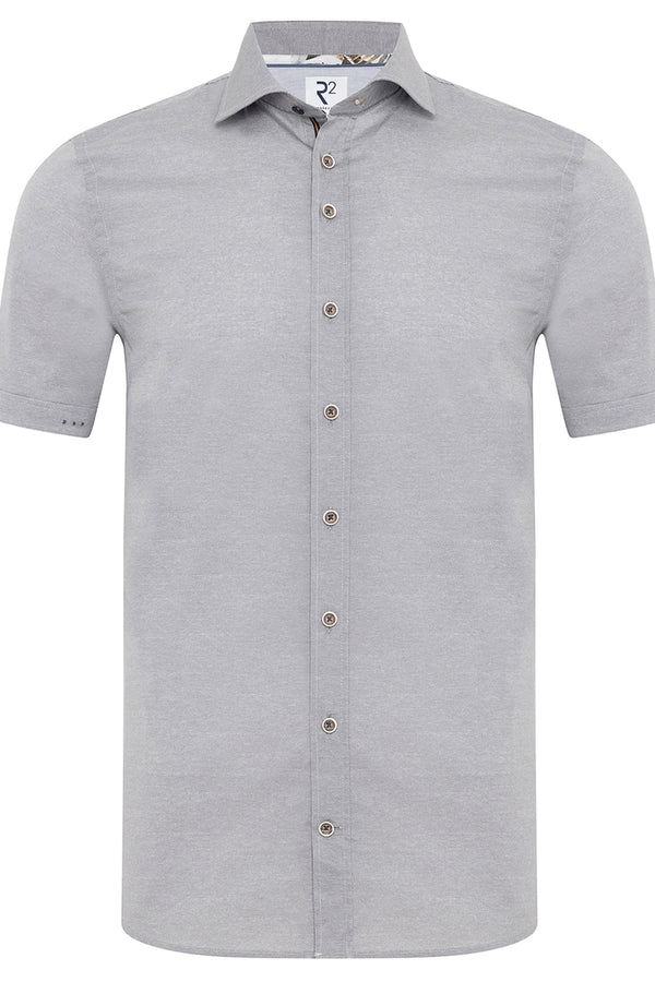 R2 Amsterdam Grey Stretch Short Sleeve Button Up Shirt