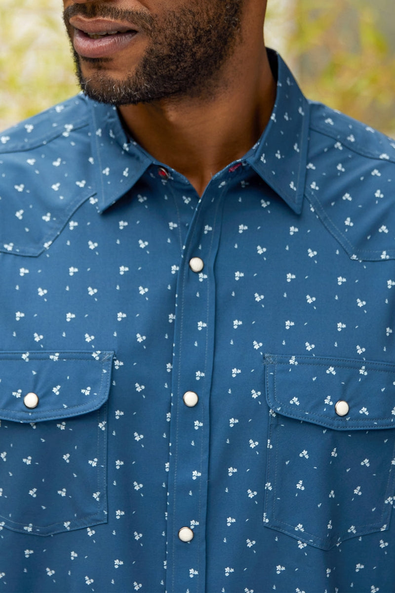 Wholesale,Flag & Anthem, Flag & Anthem Navy Floral Print UPF Performance Shirt, Blue, Medium-43-TagM