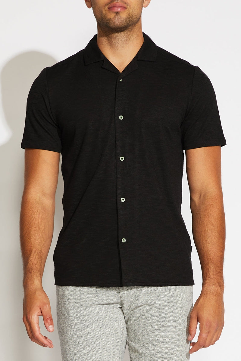 Civil Society Black Rayon Blend Slub Knit Shirt