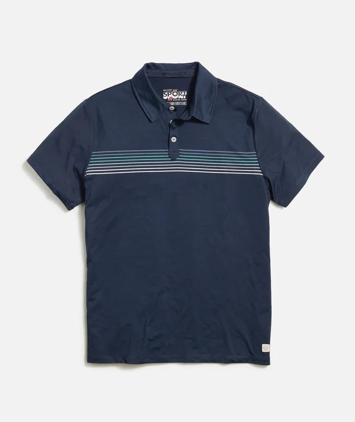 Wholesale,Marine Layer, Marine Layer Navy Sport Recycled Stripe Short Sleeve Polo, Blue, Extra Extra Large-51-TagXXL
