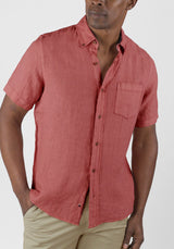 Tailor Vintage Canyon Red Puretec Cool Cotton/Linen Blend Shirt