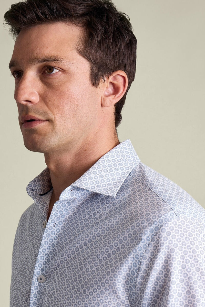Wholesale,Charles Tyrwhitt, Charles Tyrwhitt Dark Blue Stretch Decorative Print Shirt, Blue, Small-40-Tag15Medium-44-Tag16Extra Large-48-Tag17