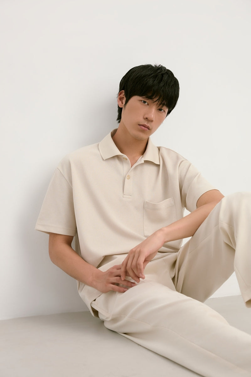 Direct From Brand,FYNE, FYNE Beige Moisture-wicking Ribbed collar Polo, Tan, Large-46-TagL
