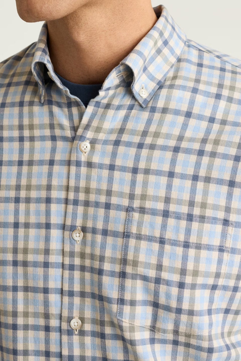 Wholesale,Bonobos, Bonobos Blue/Cream Check Stretch Flannel Slim Fit Shirt, Blue, Medium-43-TagM