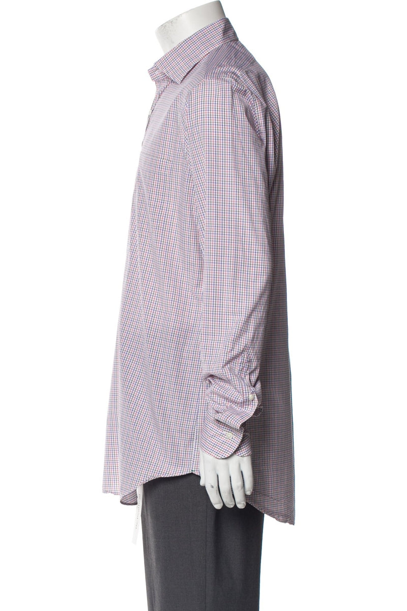 RealReal,Sid Mashburn, Sid Mashburn Red Plaid Print Long Sleeve Dress Shirt, Red, Medium-44-TagM