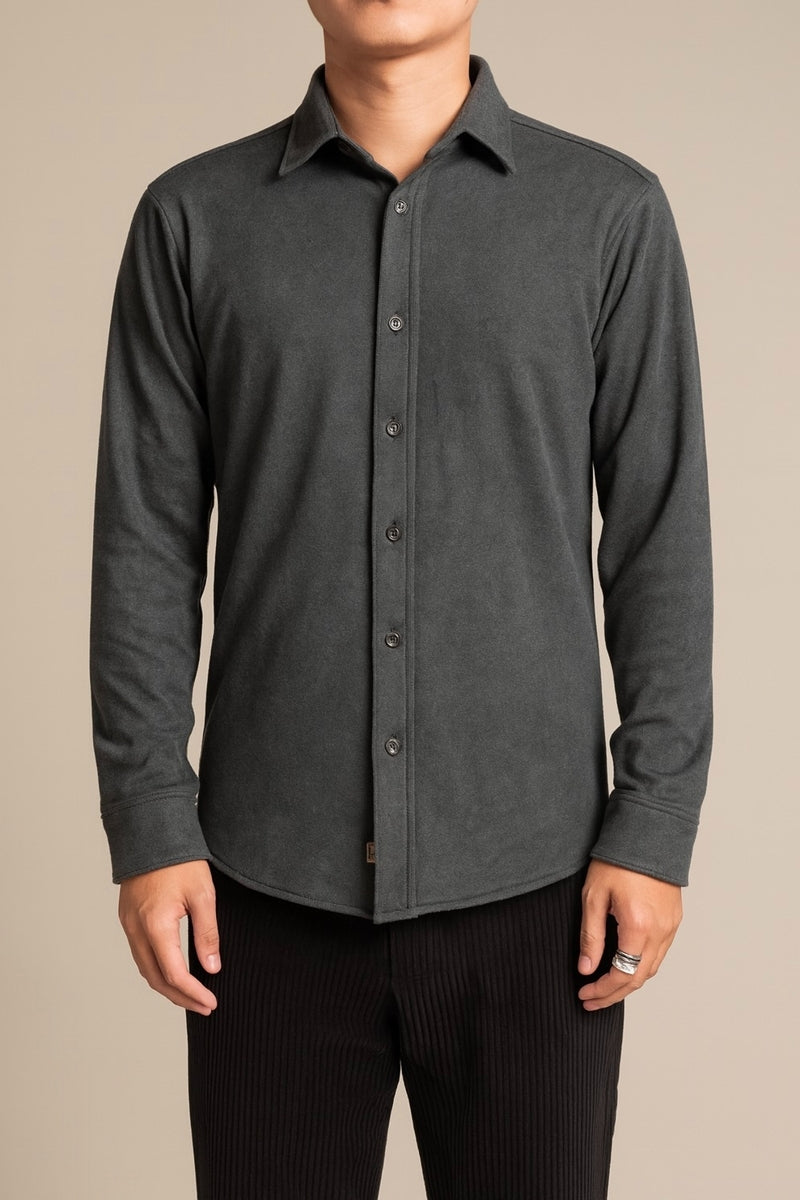 Wholesale,Mason Cruz, Mason Cruz Jet Black Knit Button Up Shirt, Black, Large-45-TagL