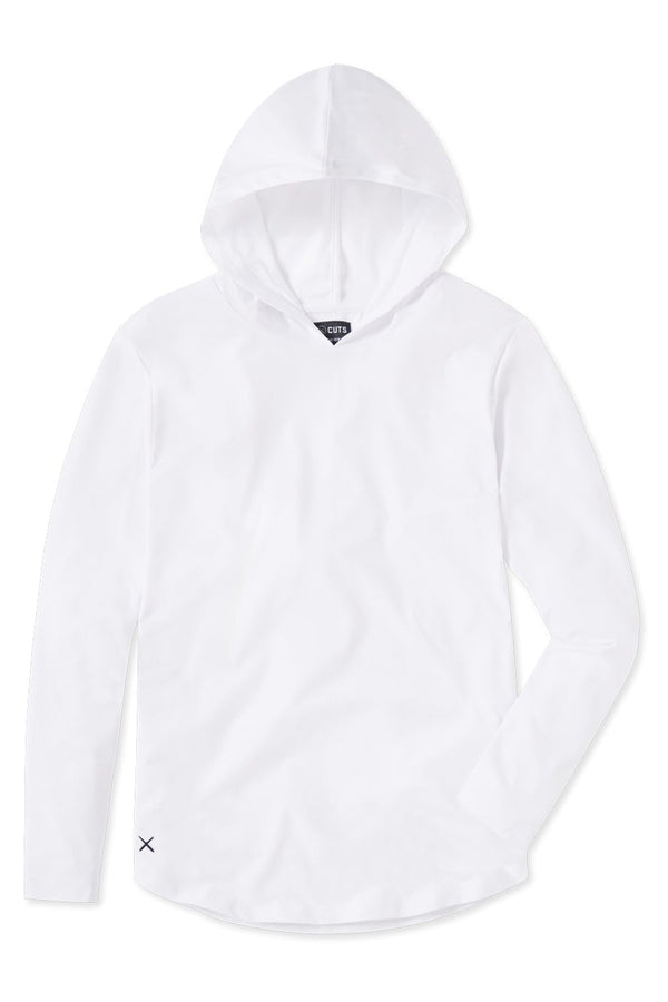 CUTS White Curve-Hem Buttery Soft Hoodie