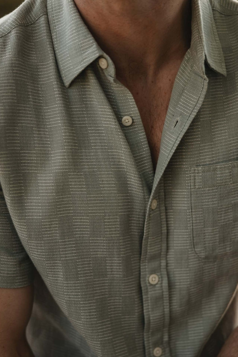 Wholesale,The Normal Brand, The Normal Brand Juniper Check Textured Shirt, Green, Small-41-TagS