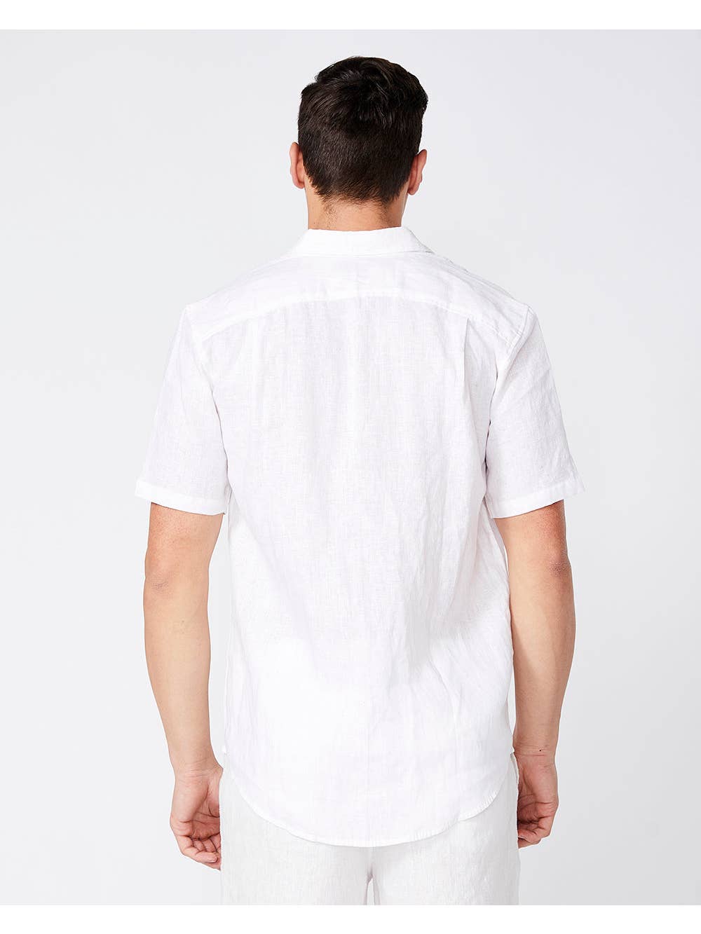 Faire,Merlino Street, Merlino Street White Linen Short Sleeve Button Shirt, White, Large-45-TagL