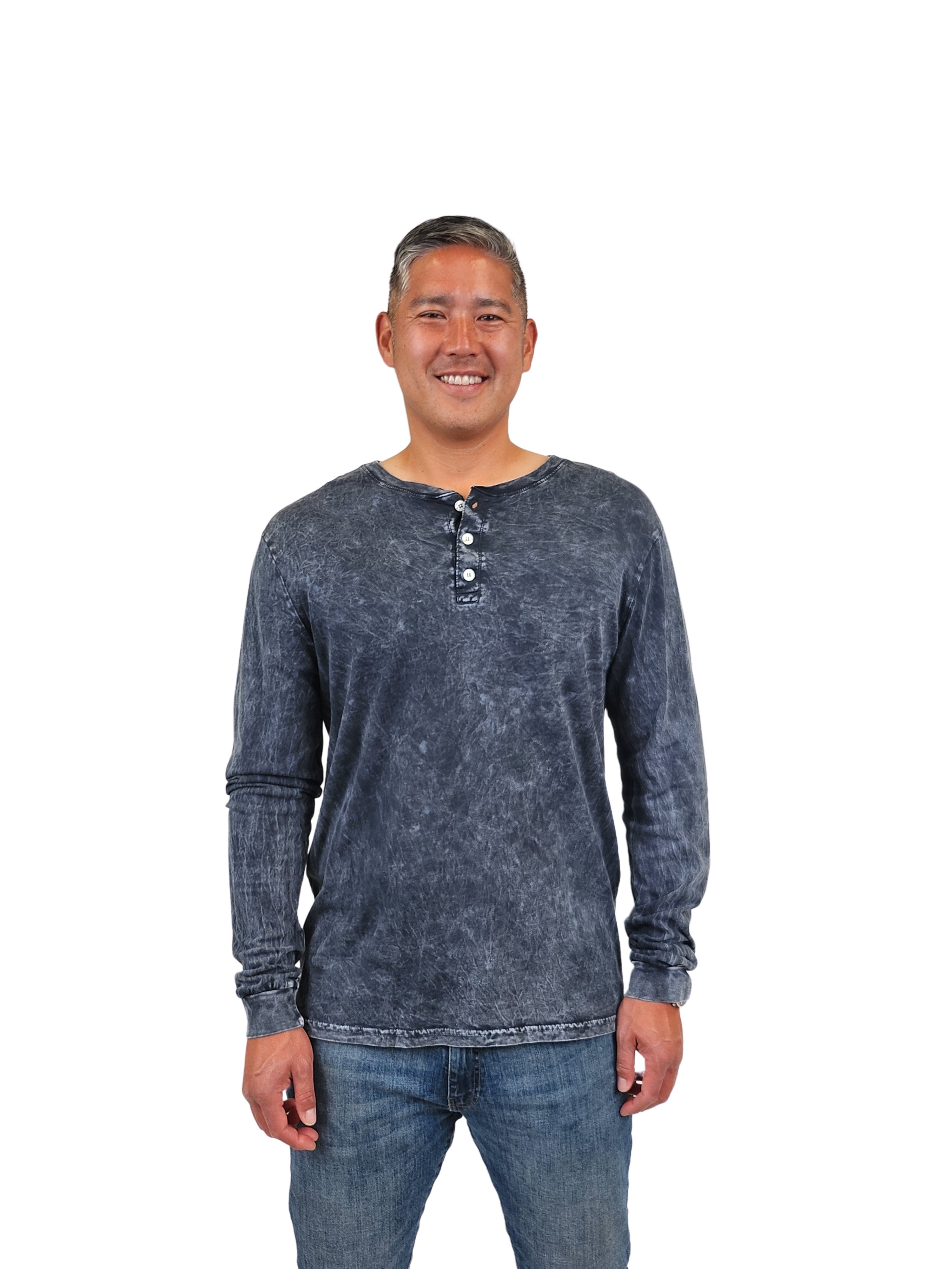 Wholesale,Original Paperbacks, Original Paperbacks Black Acid Wash LS Henley, Black, Extra Extra Large-46-TagXXL