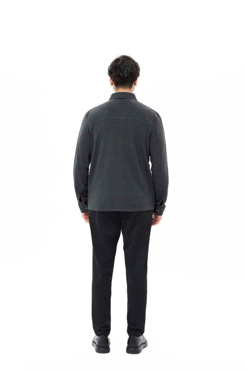 Wholesale,Luchiano Visconti, Luchiano Visconti Charcoal Quilted Jersey Knit Shacket, Grey, Small-44-TagSMedium-46-TagMLarge-48-TagLExtra Large-50-TagXLExtra Extra Large-52-TagXXL