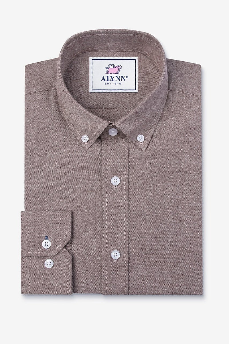 Wholesale,Alynn, Alynn Brown Slightly Brushed Chambray Shirt, Brown, Extra Large-51-TagXL