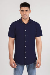 Brisk Navy Knitted Soft Pique Short Sleeve Shirt