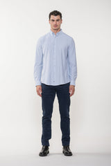 American Heritage Blue/White Stripe Knit Performance Shirt