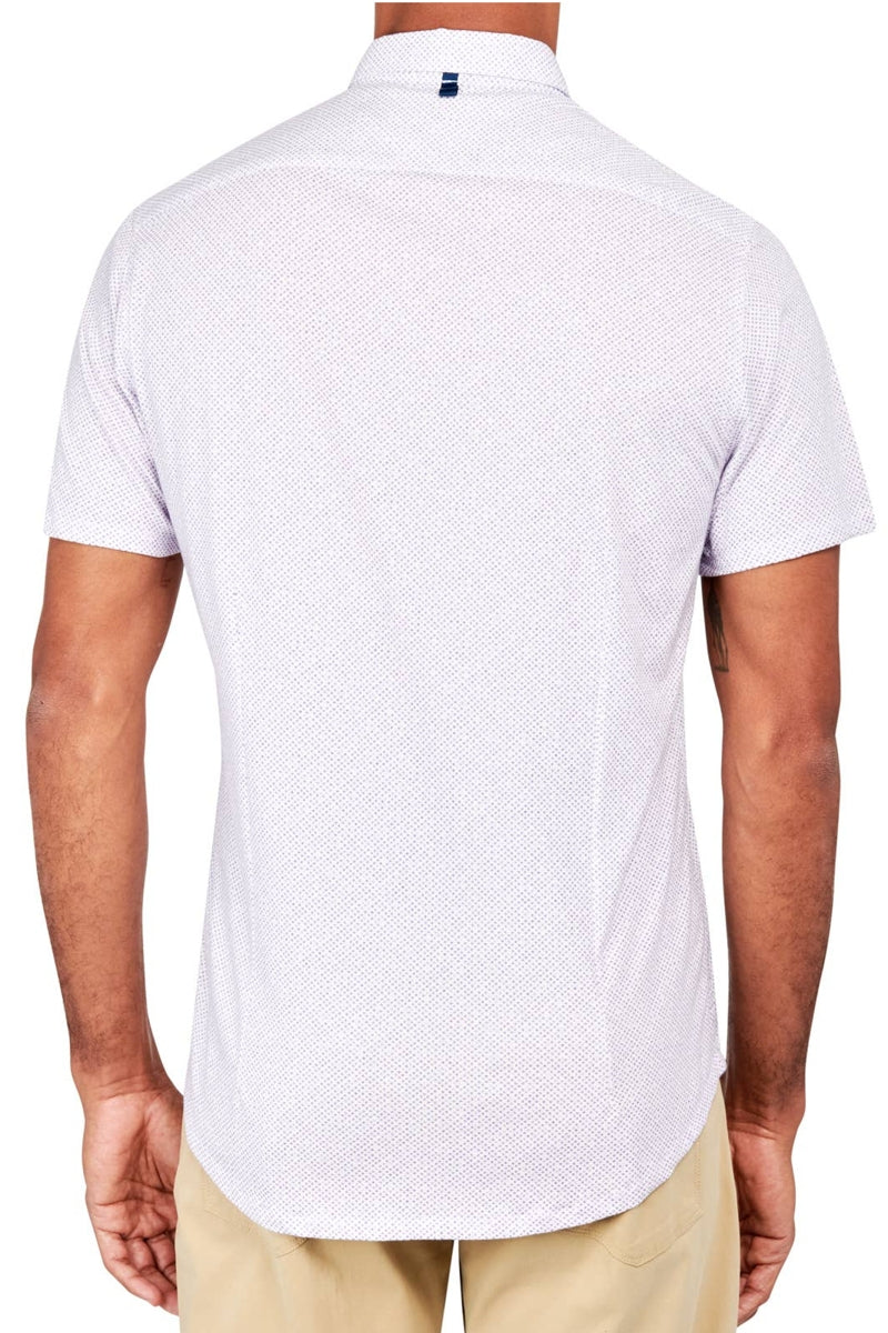 Faire,W.R.K, W.R.K Lilac Diamond Reworked Print Short Sleeve Button Up Shirt, Purple, Medium-42-TagMLarge-44-TagLExtra Large-46-TagXLExtra Extra Large-48-TagXXLSmall-40-TagS