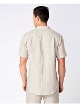 Merlino Street Beige Linen Short Sleeve Button Shirt