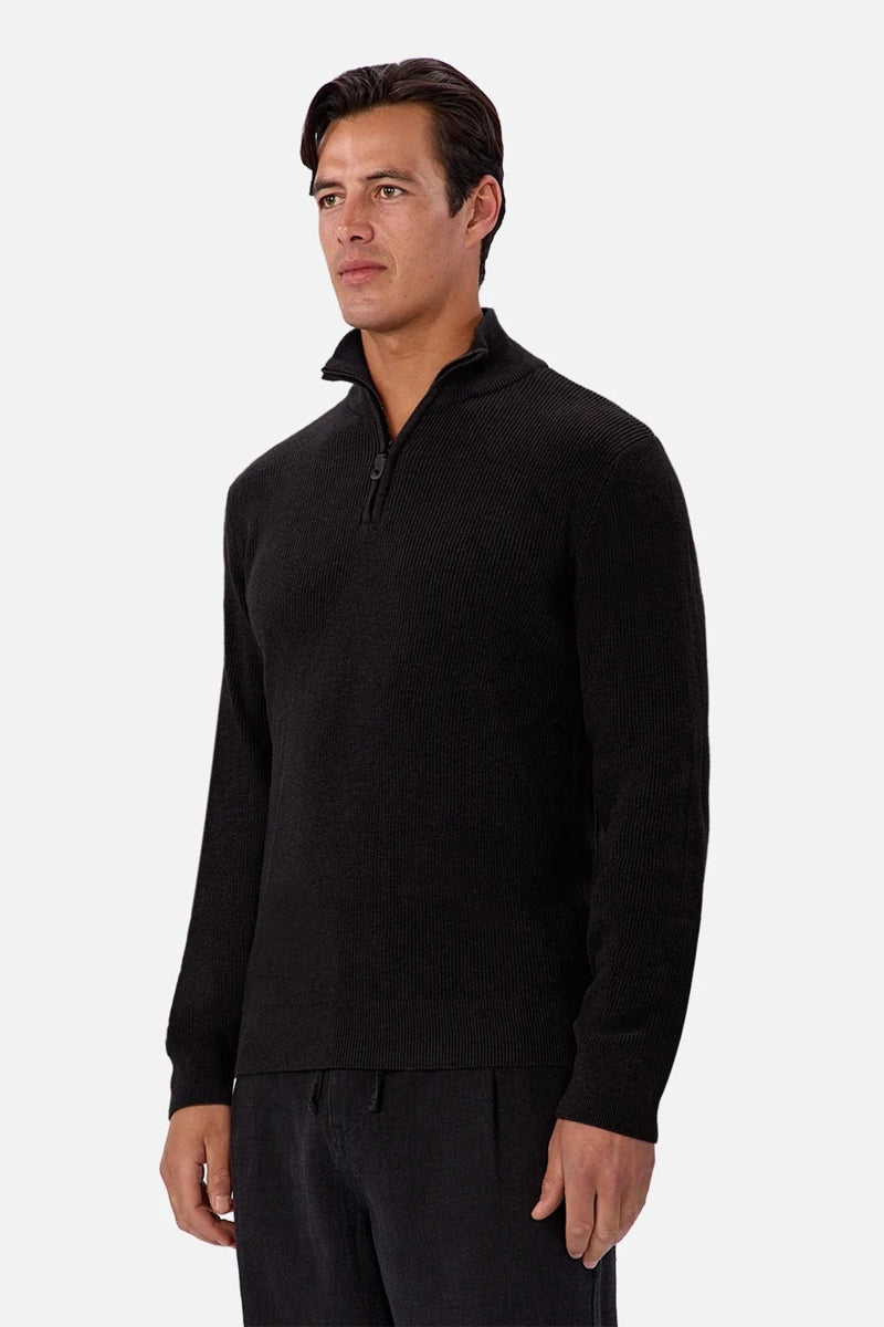 Wholesale,INDUSTRIE AUSTRALIA, INDUSTRIE AUSTRALIA Black Knit Neck Qtr Zip, Black, Medium-43-TagMLarge-45-TagLExtra Large-47-TagXL