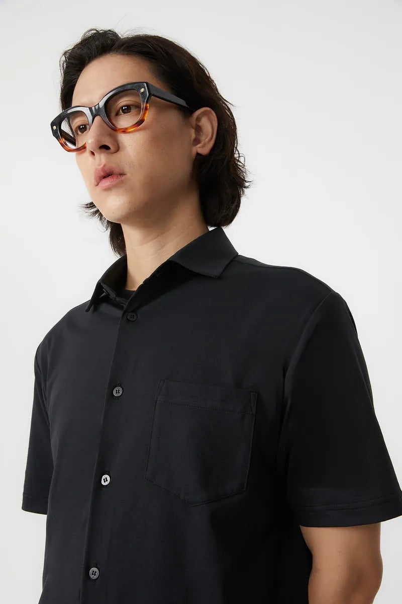 Direct From Brand,FYNE, FYNE Black Micro-elasticity Performance Shirt, Black, Extra Extra Large-54-TagL