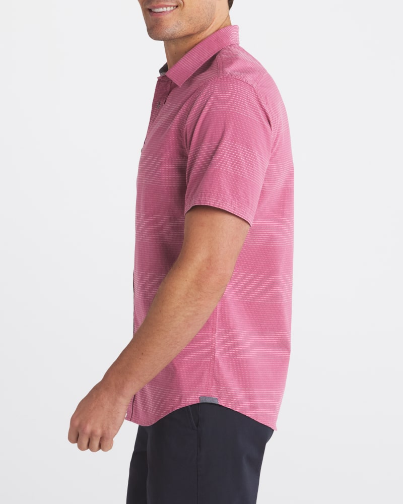 Wholesale,Flag & Anthem, Flag & Anthem Mauve Monroe Dobby Stripe Short Sleeve Woven Shirt, Purple, Medium-44-TagMLarge-47-TagLExtra Large-50-TagXLSmall-42-TagSExtra Extra Large-56-TagXXL