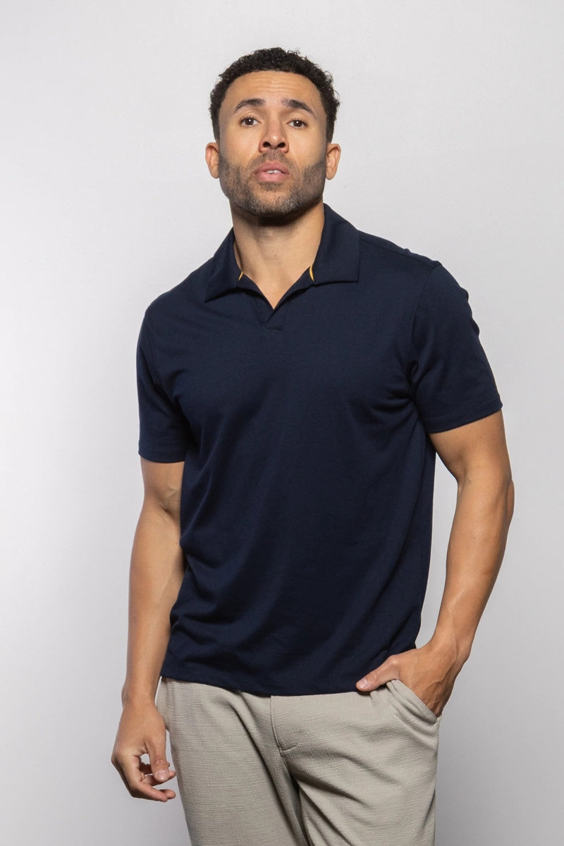 Wholesale,Mason Cruz, Mason Cruz Indigo Knit Polo, Blue, Small-40-TagSMedium-42-TagMLarge-44-TagLExtra Large-47-TagXLExtra Extra Large-50-TagXXL