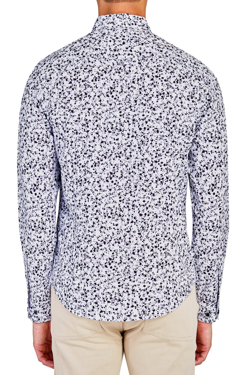 Faire,Brooklyn Brigade, Brooklyn Brigade White Mini Floral 4-way Stretch Shirt, White, Large-44-TagL