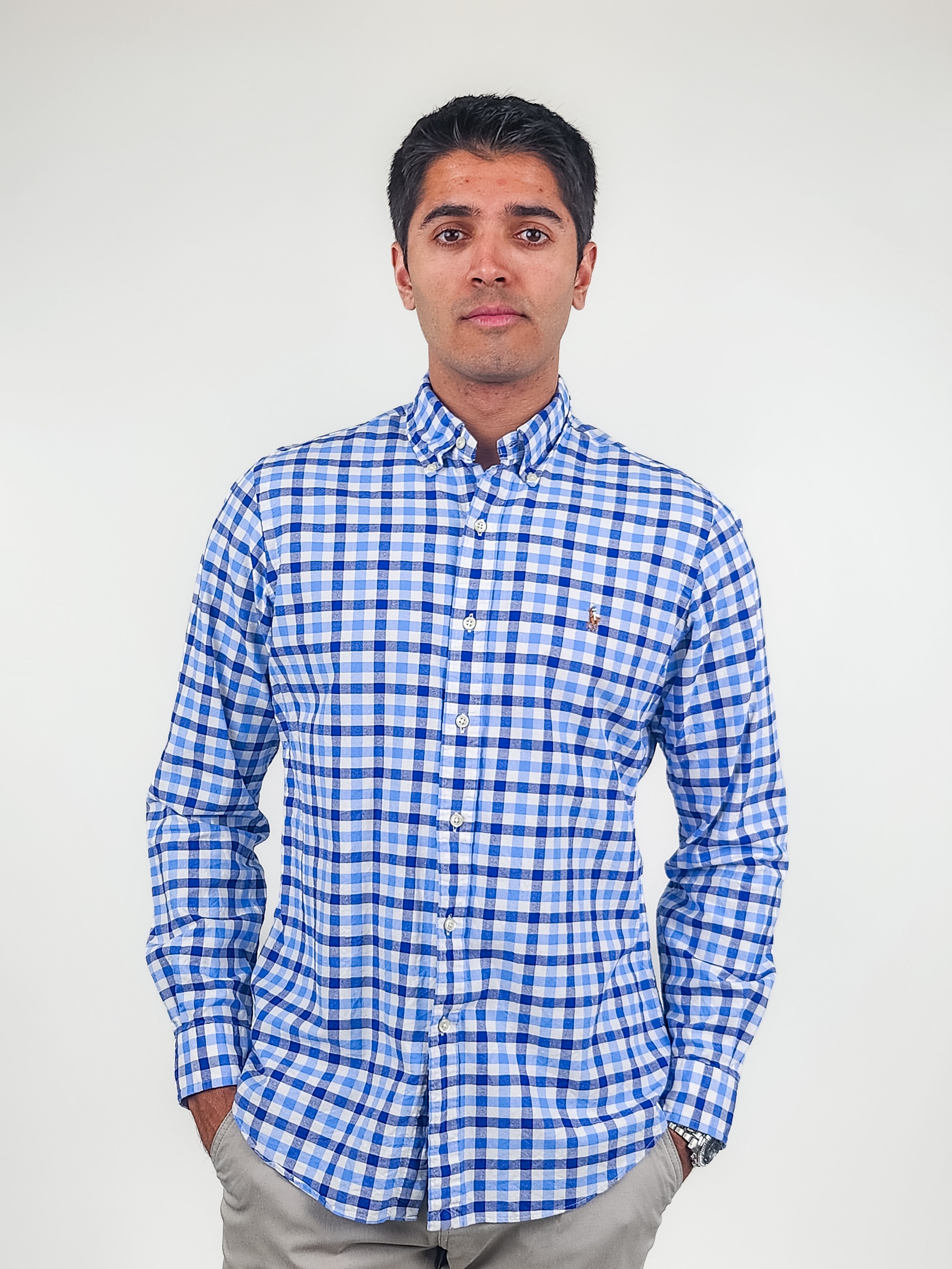 Other,Ralph Lauren, Ralph Lauren Blue Check Cotton Long Sleeve Shirt, Blue, Medium-44-TagM