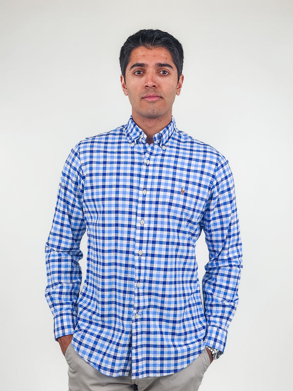 Ralph Lauren Blue Check Cotton Long Sleeve Shirt