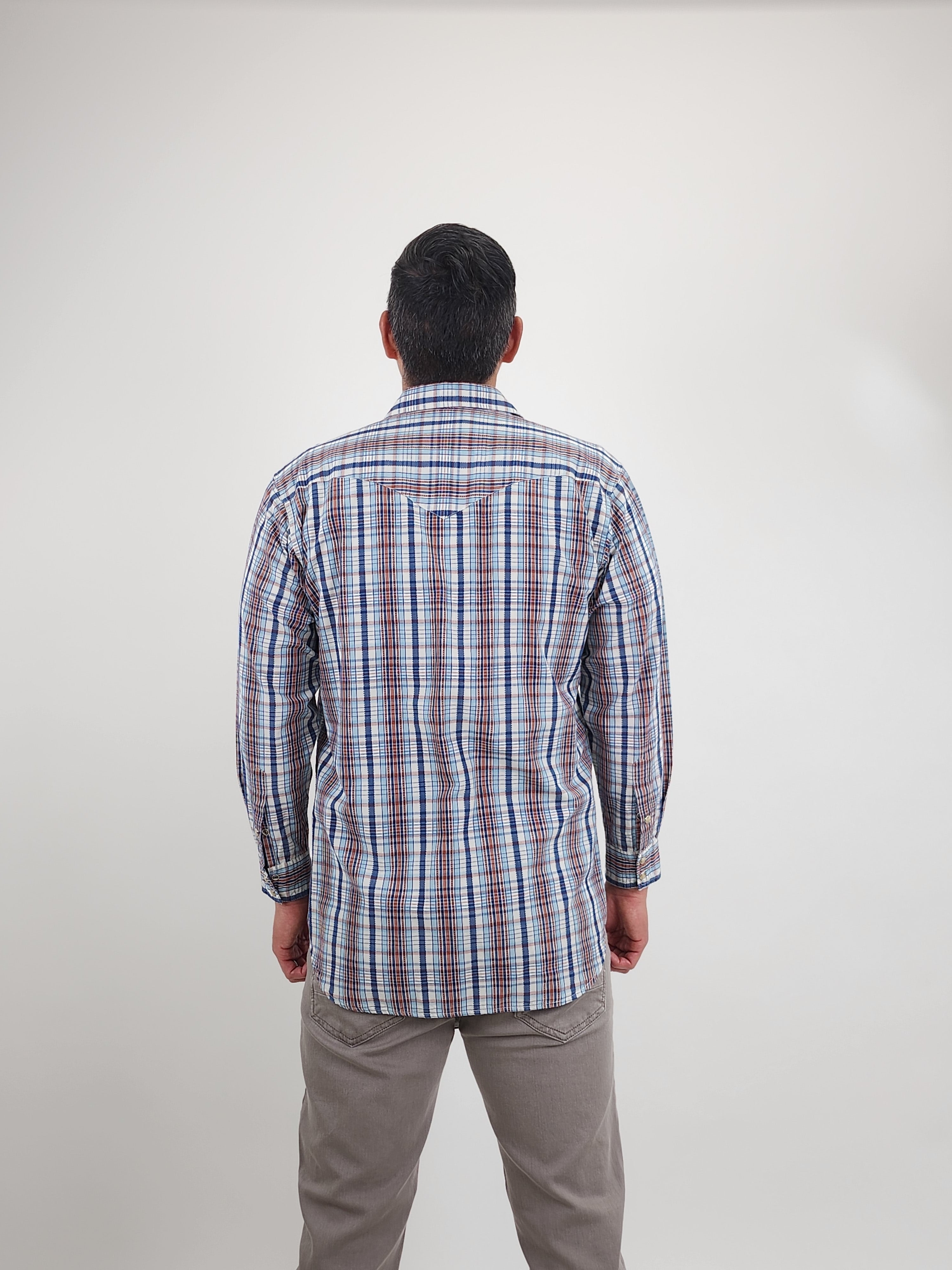 The RealReal,Lucchese, Lucchese Blue Plaid Print Western Button Up Shirt, Blue, Large-46-TagL