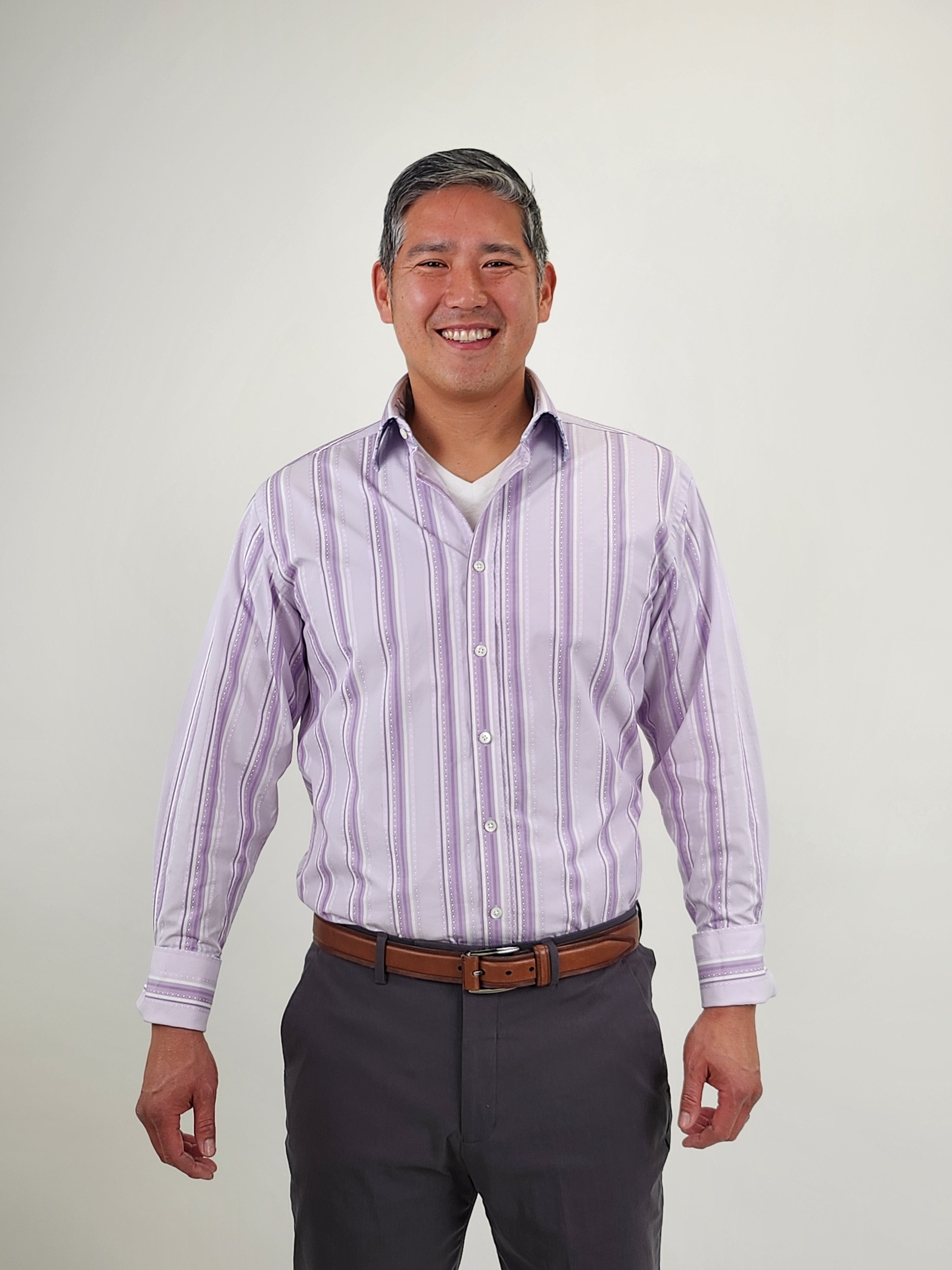 The RealReal,Ted Baker, Ted Baker Purple Jacquard Striped Button Up Shirt With French Cuff, Purple, Large-45-TagL