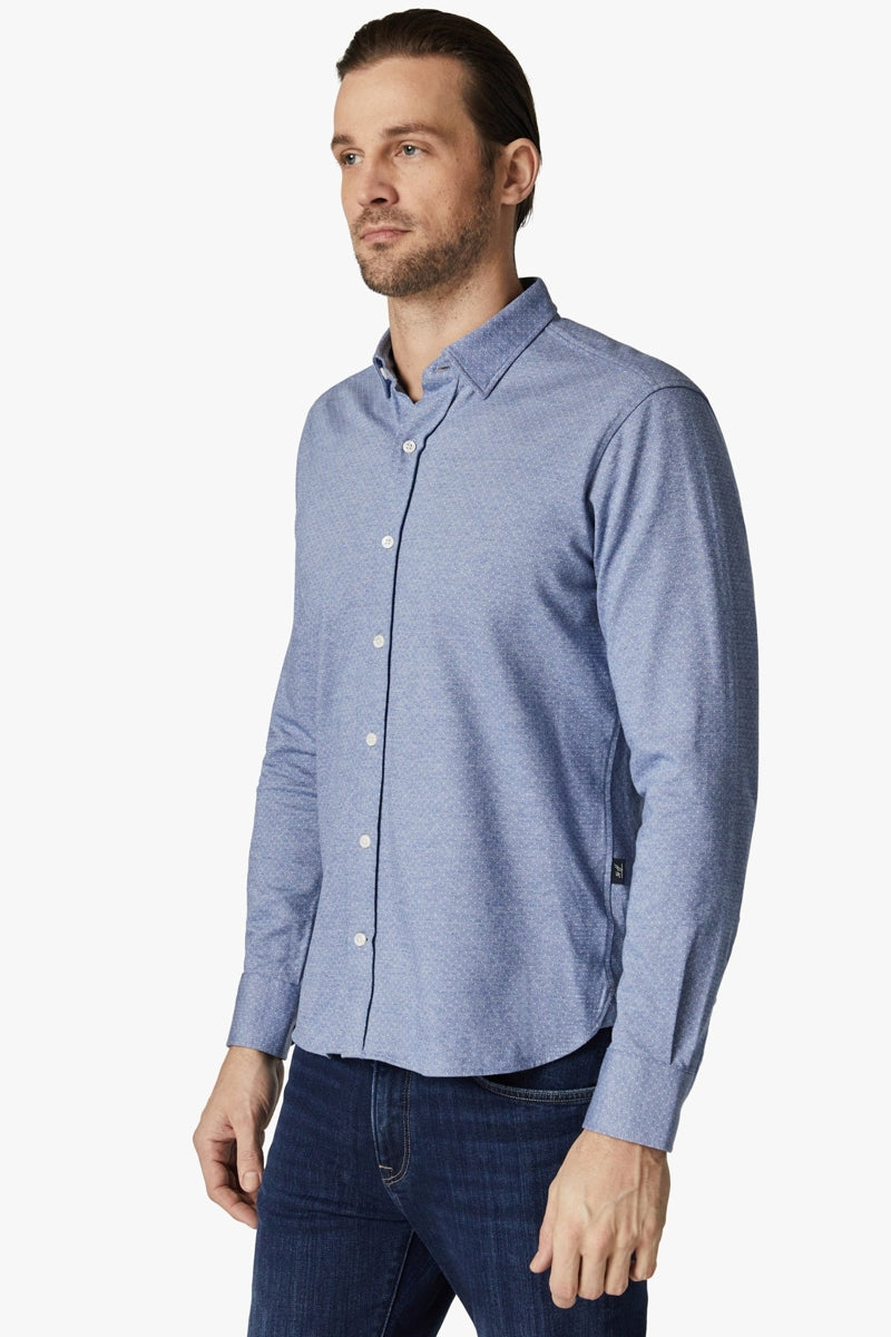 Wholesale,34 Heritage, 34 Heritage Indigo Star Print Jacquard Shirt, Blue, Medium-46-TagM