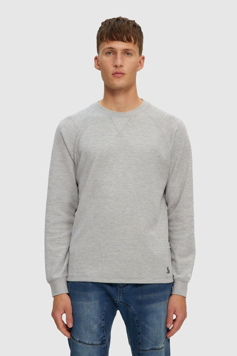 Wholesale,Kuwalla, Kuwalla Grey Washed Waffle Crew Sweatshirt, Grey, Medium-43-TagMLarge-45-TagLExtra Large-47-TagXLExtra Extra Large-48-TagXXLSmall-40-TagS